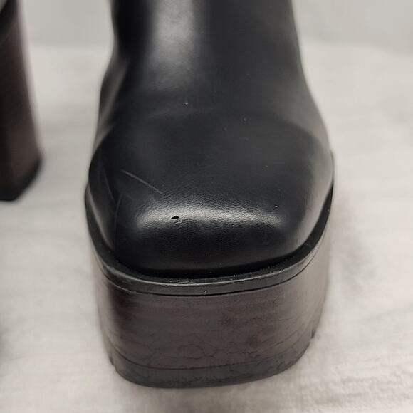 ASOS STRADIVARIUS CHUNKY BLACK STACKED HEEL HEART ZIPPER BOOTS LADIES 40 VGUC - Picture 4 of 16